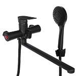 союзкран смеситель для ванны с душем, прямой излив 35см, картридж 35мм, черный, цинк, sk08-p105