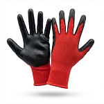 перчатки нейлоновые с нитриловым покрытием красно/черные 12/960  