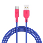 by кабель для зарядки bright type-c, 1м, быстрая зарядка 3а, qc, pd 20w, силикон, сине-малиновый от магазина Барс