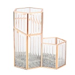органайзер для косметики, стеклянный с золотой отделкой, 19,5x11,5x21 см