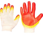 перчатки х/б эконом с двойным латексным покрытием красный 10/200 