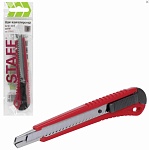 нож канцелярский 9 мм staff profit, усиленный, металл. направляющие, автофиксатор, ассорти, 