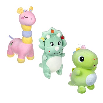 by kids игрушка мягкая в виде животных "динозаврики", полиэстер, 35-40см, 3 дизайна