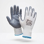 перчатки нейлоновые с нитриловым покрытием белые с серым покрытием, 9 размер gward nitro 12/720 