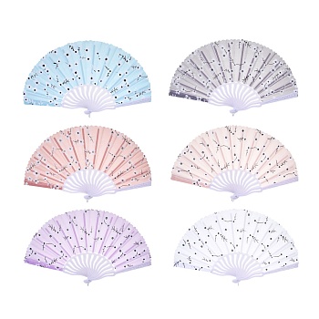 юниlook веер складной тканевый с рисунком сакура, 23 см, полиэстер, пластик, 6 цв.