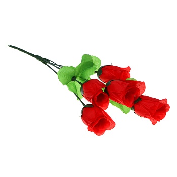 ladecor букет искусственных цветов розы красные, 35 см, ткань, пластик, железная проволока