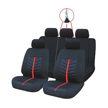 ng авточехлы универсальные комфорт плюс 9 пр., полиэстер, 3 замка, airbag, черный/красный