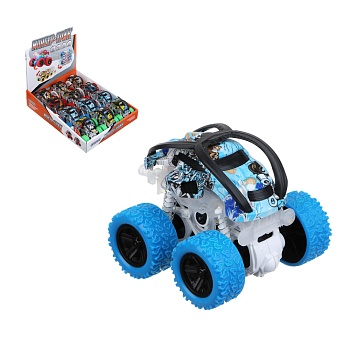 игроленд машинка инерционная "монстр трак", свет, 3хlr44, abs, 9х7,5х9 см, 4 дизайна
