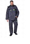 костюм утепленный  "регион плюс" куртка-брюки, тк смесовая, цвет серый-черный-лимон