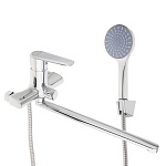 союзкран смеситель для ванны с душем, прямой излив 35см, керам. картридж 35мм, хром, цинк, sk08-p136
