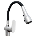 rain смеситель для кухни веста, силиконовый излив, 3 режима, картридж 40мм, латунь, черный/хром