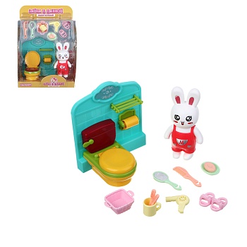 игроленд набор игровой "зайка в ванной", abs, pp, 14,5х7,3х21см, 3 дизайна