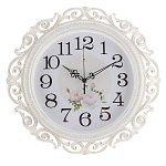 часы настенные круг ажурный d=40,5см, корпус белый с золотом "нежные пионы", арт.4126-003