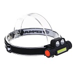 ермак фонарь налобный, cob led, 2 режима, 800мач, зарядка usb, пластик, 92х35х45 мм
