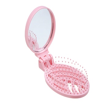 юниlook расческа продувная складная с зеркалом, дорожная, пластик, 17,5х5,5см, розовый, мп-1