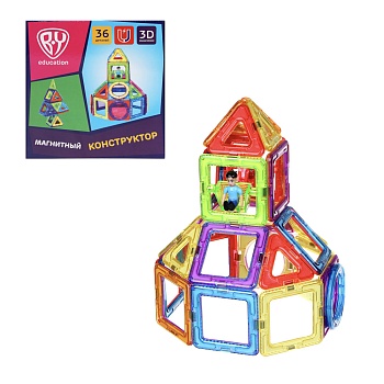 by education конструктор магнитный "космический корабль", 36 деталей, ps, abs, 23х23х7см