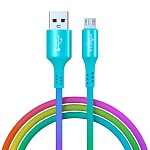 forza кабель для зарядки радуга micro usb, 1м, 2а, тканевая оплётка, пакет от магазина Барс
