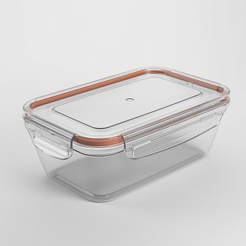 контейнер пищевой герметичный с защелками 1,4л, прямоугольный конусный, пластик интернет-магазин «Барс»