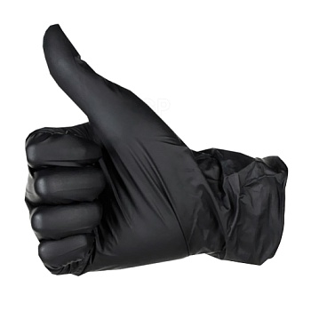 перчатки нитриловые 100шт/уп., неопудренные текстурированные  черные 10%