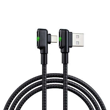 by кабель для зарядки l-shape type-c, 1м, 3a, быстрая зарядка qc 3.0, черный от магазина Барс
