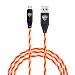 BY Кабель для зарядки Светящийся Micro USB, 1м,2.4А, Быстрая зарядка, LED подсветка оранжевая, Конек