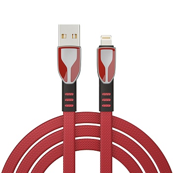 by кабель для зарядки графика ip, 2.4а, 1м, быстрая зарядка, штекер металл, красный от магазина Барс