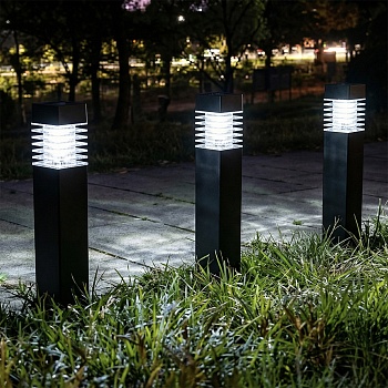 светильник садовый на солн. батарее тм inbloom, 6х6х38,5см,1led, белый, aaa100mah ni-mh, 1реж.,pp от магазина Барс