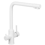 союзкран смеситель для кухни с фильтром для пит. воды, картридж 35мм, нерж. сталь, белый ss01-g132