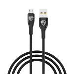 by кабель для зарядки smart micro usb, 1м, 3a, быстрая зарядка qc 3.0, тканевая оплетка, черный от магазина Барс