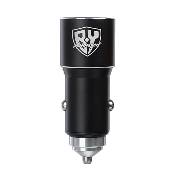 by motorsport автомобильное зарядное устройство, type-c/usb, 3а, 12в, быстрая зарядка qc3.0, металл от магазина Барс