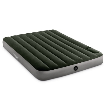 intex матрас надувной downy bed, (fiber-tech) встроенный ножной насос, 137x191x25см, пвх, 64762