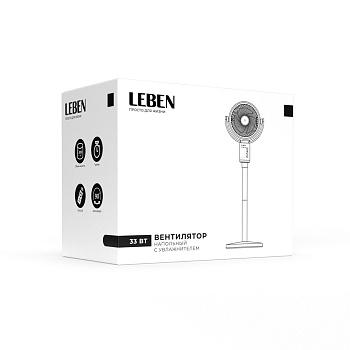 вентилятор напольный с увлажнителем тм leben 33вт, 160мл, d24см, 220в, таймер, пульт ду, белый интернет-магазин «Барс»