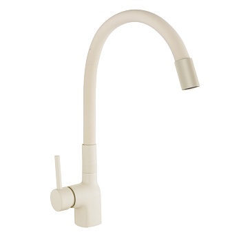 rain смеситель для кухни алмаз, высокий излив, картридж 35мм, гайка, латунь, бежевый