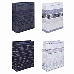 пакет подарочный, высококачеств. бумага, тиснение фольгой, 26x32x10см, полосы, 210гр, 4 дизайна