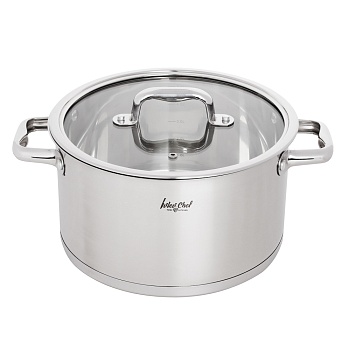 ivlev chef royal кастрюля 24х13см 5,8л, со стекл. крышкой, индукция, нерж.сталь 18/10 интернет-магазин «Барс»