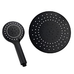 набор леек для душа, тропическая 1 реж. d=22 cм, ручная 5 реж. d=12 cм, черный