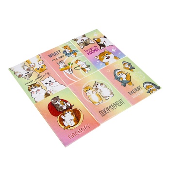 обложка на паспорт с блестками, пвх, 13,6х9,5см, 6 дизайнов