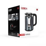 leben чайник электрический 1,8л, 1500вт, стеклянная колба, металл, пластик, серый интернет-магазин «Барс»