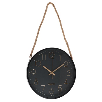 ladecor chrono часы настенные круглые, пластик, d30 см, 1xаа, тикающий ход, пластик, цвет черный