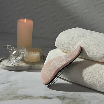 юниlook расческа массажная мрамор, пластик, 16х6см, бежевый