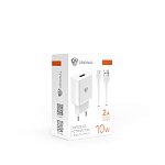 by комплект сзу usual 10вт + кабель type-c, кабель 2а, 100см, 110-240в, 50-60гц, пластик, белый от магазина Барс