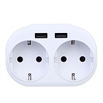 всёгазин разветвитель, 2 гнезда, 2xusb 2.4а суммарно, 16а, 4000вт
