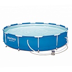 bestway бассейн каркасный, фильтр-насос, fe 43%, pvc 50%, 366x76см, 56681