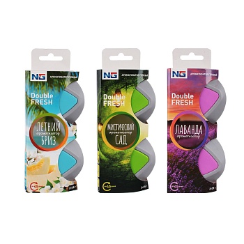 new galaxy ароматизатор гелевый double fresh, 35х2гр., летний бриз, лаванда, мистический сад