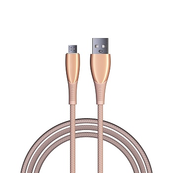 by кабель для зарядки сириус micro usb, 1м, 3а, быстрая зарядка qc3.0, штекер металл, розовый от магазина Барс