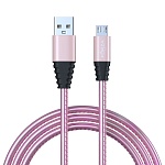 forza кабель для зарядки перламутр micro usb, 1м, 2а, кожаная оплётка, 3 цвета, пакет от магазина Барс