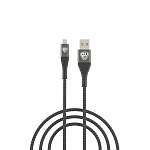 by кабель для зарядки shark type-c, быстрая зарядка 3а, qc, pd 20w, тканевый, cерый, штекер металл от магазина Барс