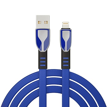 by кабель для зарядки графика ip, 2.4а, 1м, быстрая зарядка, штекер металл, синий от магазина Барс