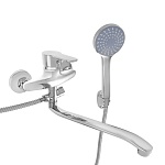 союзкран смеситель для ванны с душем, плоский излив 35см, кер. картридж 40мм, хром, цинк, sk09-i130