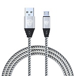 by кабель для зарядки премиум micro usb, 1м, 2а, кожаная оплётка, серебристый от магазина Барс